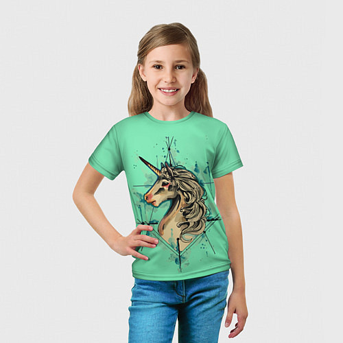Детская футболка Единорог акварель / 3D-принт – фото 5