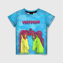 Футболка детская Colored unicorns, цвет: 3D-принт