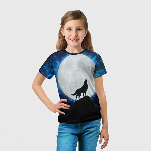 Детская футболка Волк воющий на луну / 3D-принт – фото 5