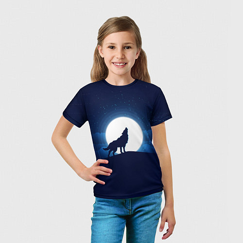 Детская футболка Воющий на луну / 3D-принт – фото 5