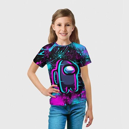 Детская футболка NEON AMONG US / 3D-принт – фото 5