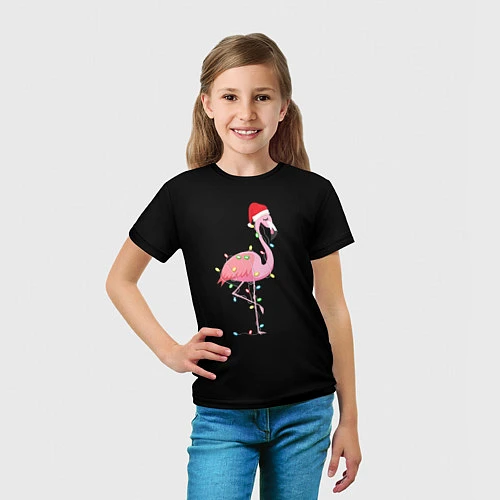 Детская футболка Новогодний Фламинго / 3D-принт – фото 5