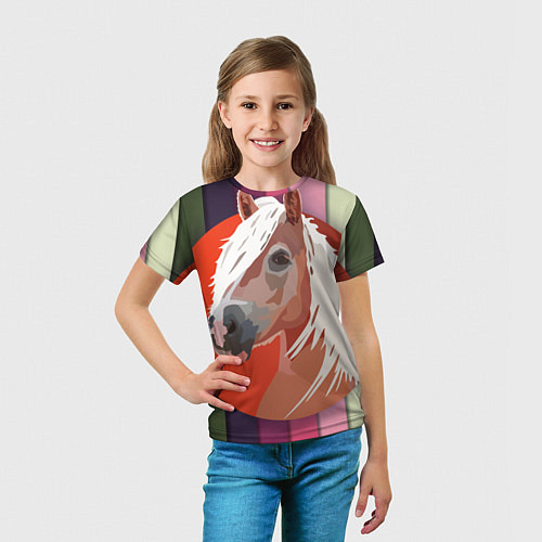 Детская футболка Лошадь с фоном / 3D-принт – фото 5