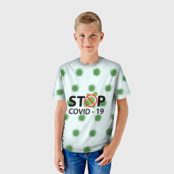 Футболка детская Stop COVID, цвет: 3D-принт — фото 2