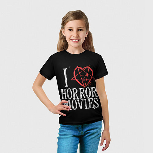 Детская футболка I Love Horror Movies / 3D-принт – фото 5