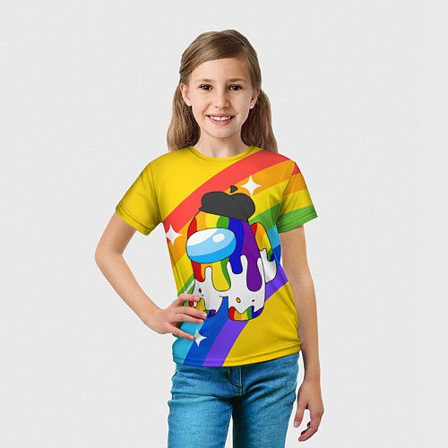 Детская футболка AMONG US - Радужный / 3D-принт – фото 5
