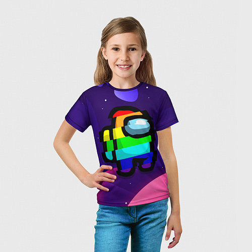 Детская футболка AMONG US - RAINBOW SPACE / 3D-принт – фото 5
