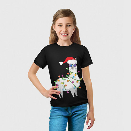 Детская футболка Рождественская Лама / 3D-принт – фото 5