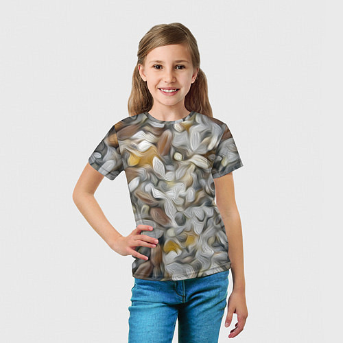 Детская футболка Желто-серый каменный узор / 3D-принт – фото 5