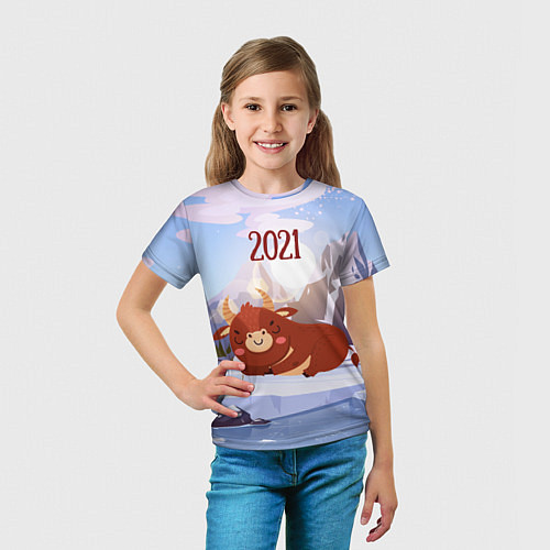 Детская футболка Спящий бык 2021 / 3D-принт – фото 5