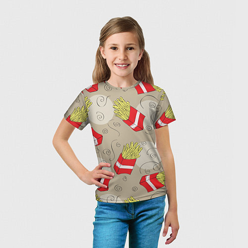 Детская футболка Фастфуд - Картошка фри / 3D-принт – фото 5