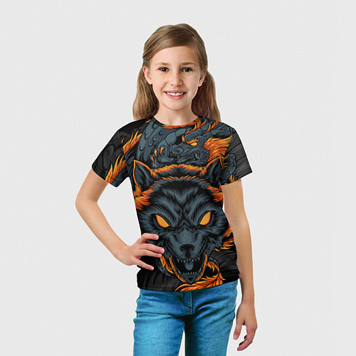 Детская футболка Волк и дракон / 3D-принт – фото 5