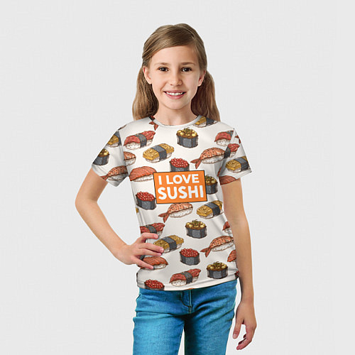 Детская футболка I love sushi Я люблю суши / 3D-принт – фото 5