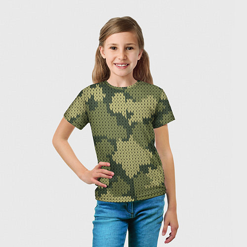 Детская футболка Вязаный принт милитари / 3D-принт – фото 5