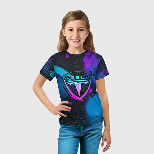 Детская футболка TESLA NEON / 3D-принт – фото 5