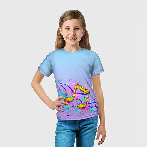 Детская футболка Ноты краски музыканту / 3D-принт – фото 5