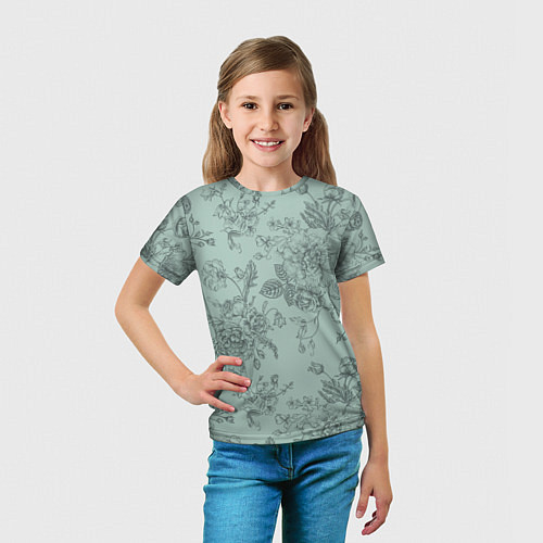 Детская футболка Пионы и розы / 3D-принт – фото 5