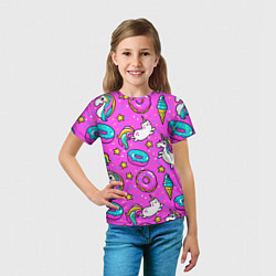 Футболка детская Единороги с пончиками, цвет: 3D-принт — фото 2
