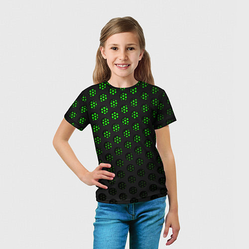 Детская футболка Зелёные соты 3D / 3D-принт – фото 5