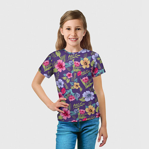 Детская футболка Весенний букет из цветов / 3D-принт – фото 5