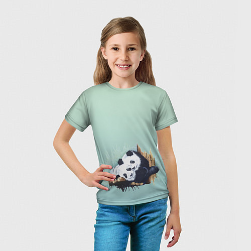 Детская футболка Акварельные панды / 3D-принт – фото 5