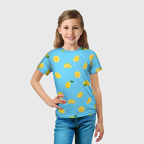 Детская футболка Лимоны на голубом / 3D-принт – фото 5
