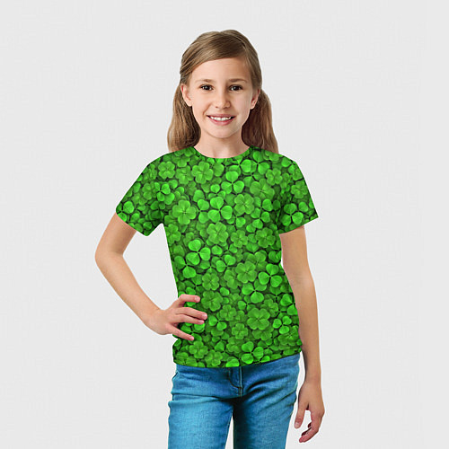 Детская футболка Зелёный клевер / 3D-принт – фото 5