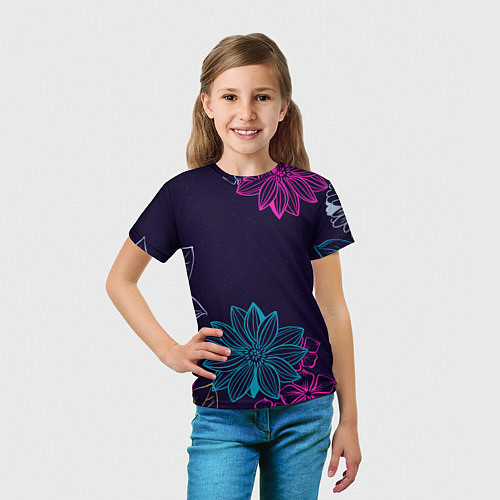Детская футболка Красочные Цветы / 3D-принт – фото 5