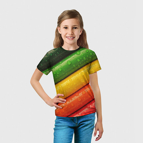 Детская футболка Цветные линии / 3D-принт – фото 5