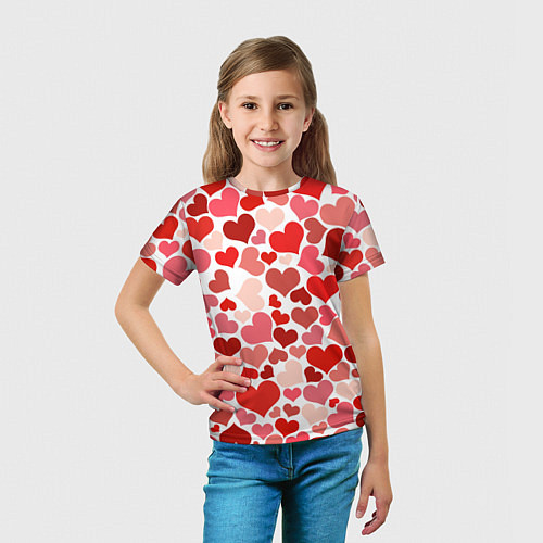 Детская футболка Множество сердец / 3D-принт – фото 5
