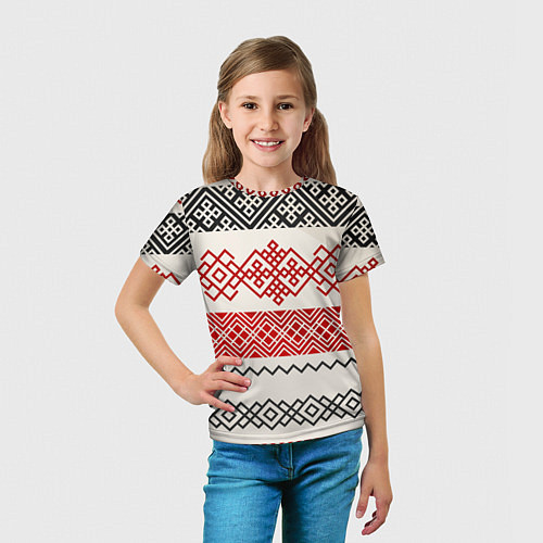 Детская футболка Славянский узор красно-черный / 3D-принт – фото 5