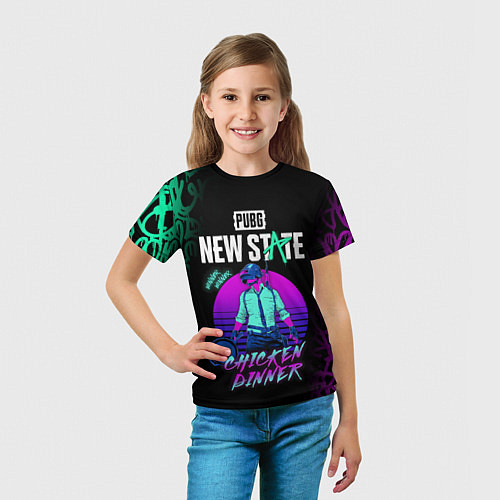 Детская футболка PUBG NEW STATE ПАБГ НЕОН / 3D-принт – фото 5