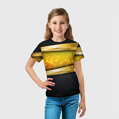 Детская футболка 3D ЗОЛОТЫЕ СОТЫ БРОНЯ 3Д / 3D-принт – фото 5