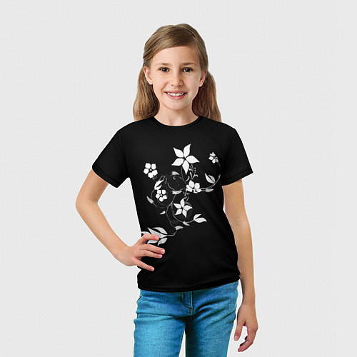 Детская футболка Цвета цветов черное / 3D-принт – фото 5