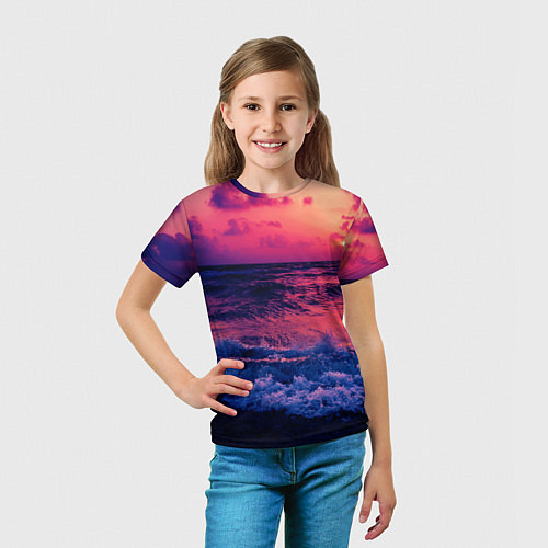 Детская футболка Закат на берегу / 3D-принт – фото 5