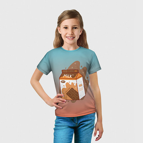 Детская футболка Шоколадное молоко в коробке / 3D-принт – фото 5