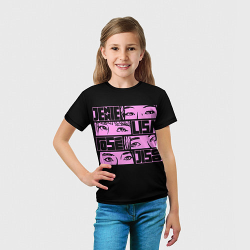 Детская футболка Black pink eyes / 3D-принт – фото 5