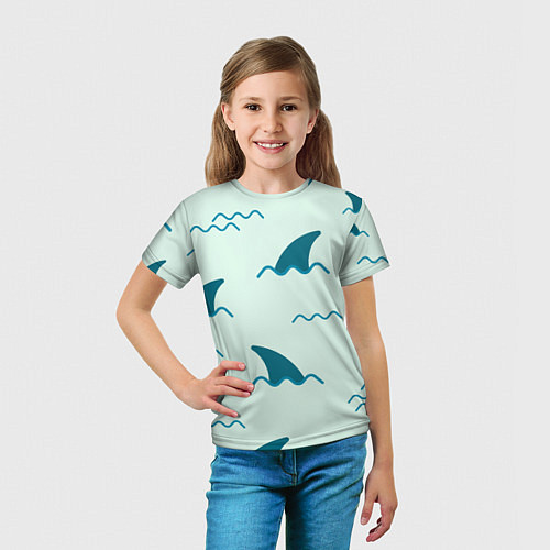 Детская футболка Плавники акул / 3D-принт – фото 5