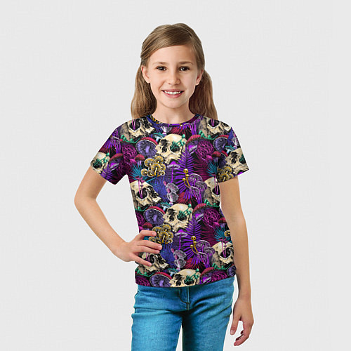 Детская футболка Психоделика - черепа и грибы / 3D-принт – фото 5