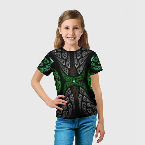 Детская футболка Серо-Зеленые Узоры / 3D-принт – фото 5