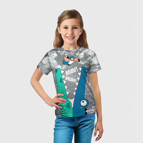 Детская футболка Крокодил и птичка Miam / 3D-принт – фото 5