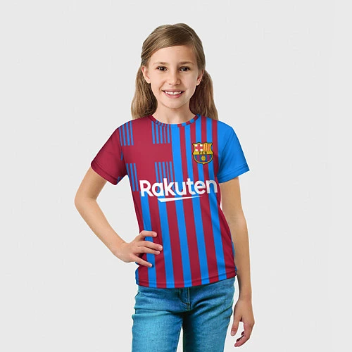 Детская футболка Домашняя форма ФК «Барселона» / 3D-принт – фото 5