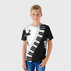 Футболка детская Черно Белое пианино, цвет: 3D-принт — фото 2