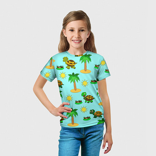 Детская футболка Черепашки и пальмы / 3D-принт – фото 5