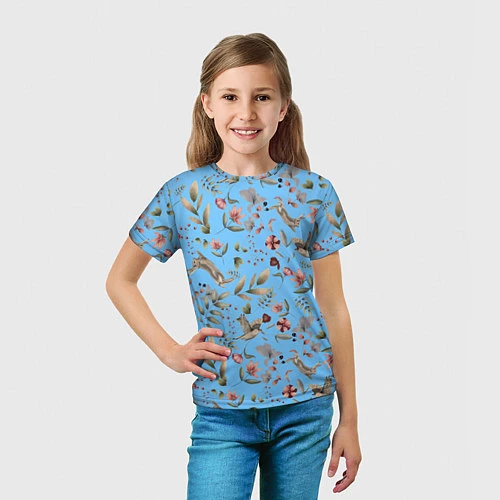 Детская футболка Кролик и Синичка / 3D-принт – фото 5