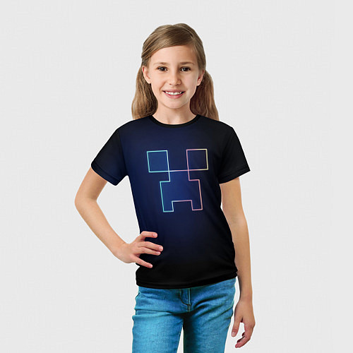 Детская футболка Неоновый крипер / 3D-принт – фото 5