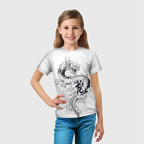 Детская футболка Китайский дракон на белом фоне / 3D-принт – фото 5