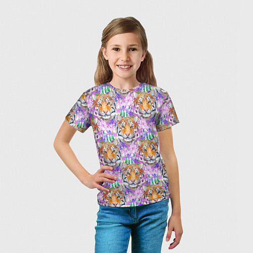 Детская футболка Тигр в цветах / 3D-принт – фото 5
