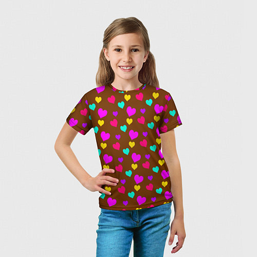 Детская футболка Сердечки разноцветные / 3D-принт – фото 5