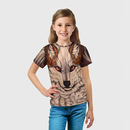 Детская футболка Красивая Волчица / 3D-принт – фото 5